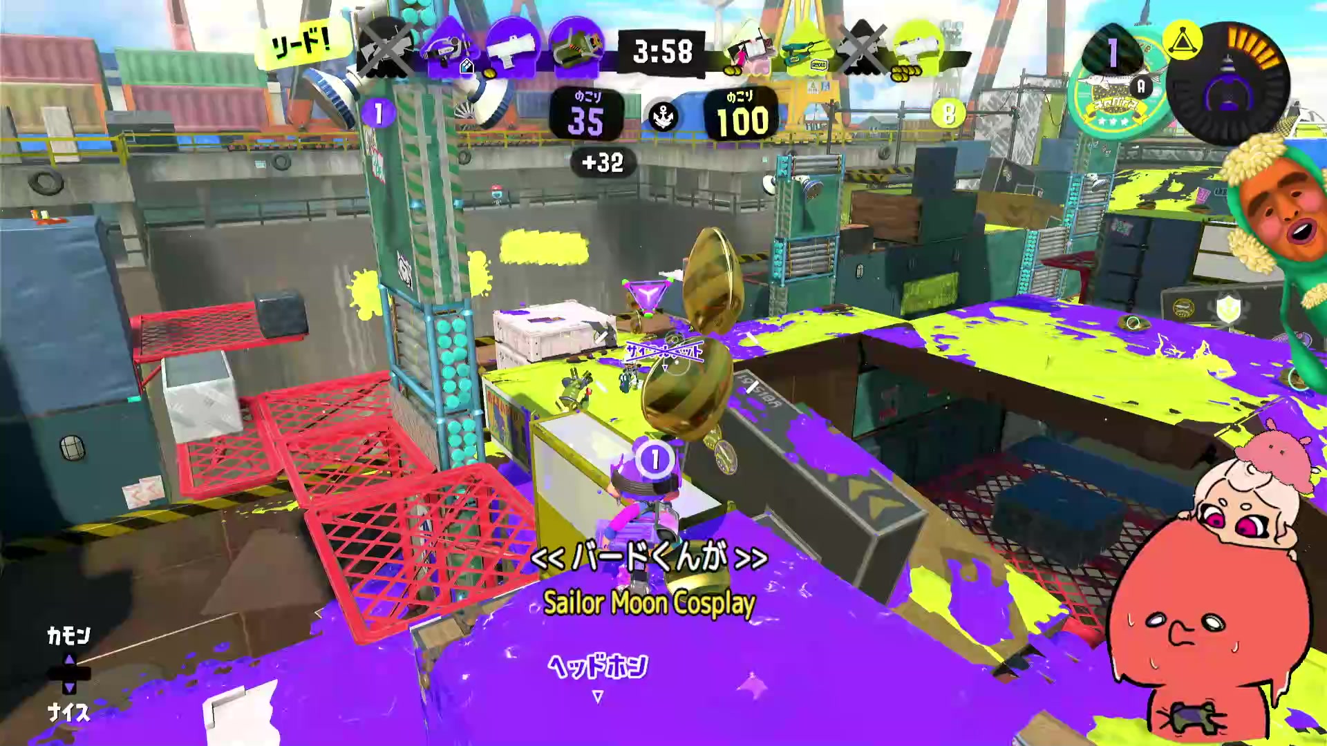 ハロウィンの仮装について話しながらガチアサリをプレイするスプラトゥーン3の配信画面